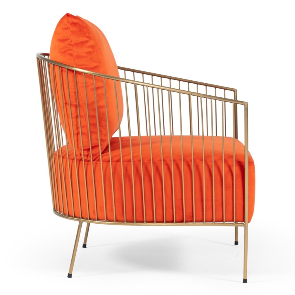 Loveland - Glam Orange Velvet Accent Chair - image 2