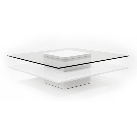 Clarion - Modern White & Clear Glass Coffee Table - image 2