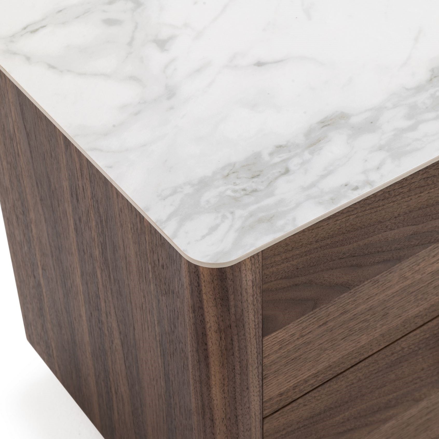 Chelton - Contemporary White Ceramic & Walnut Nightstand - image 3