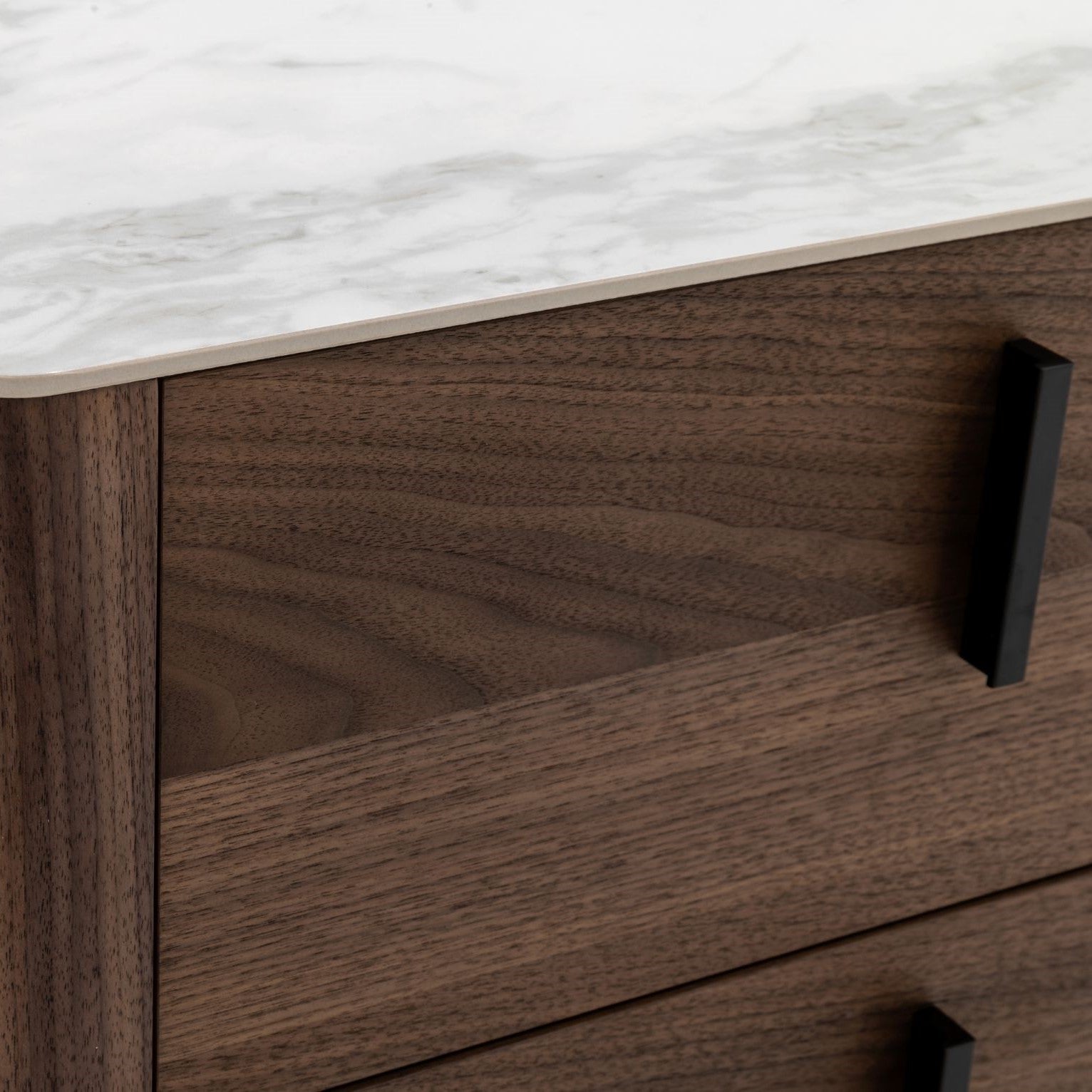 Chelton - Contemporary White Ceramic & Walnut Nightstand - image 4