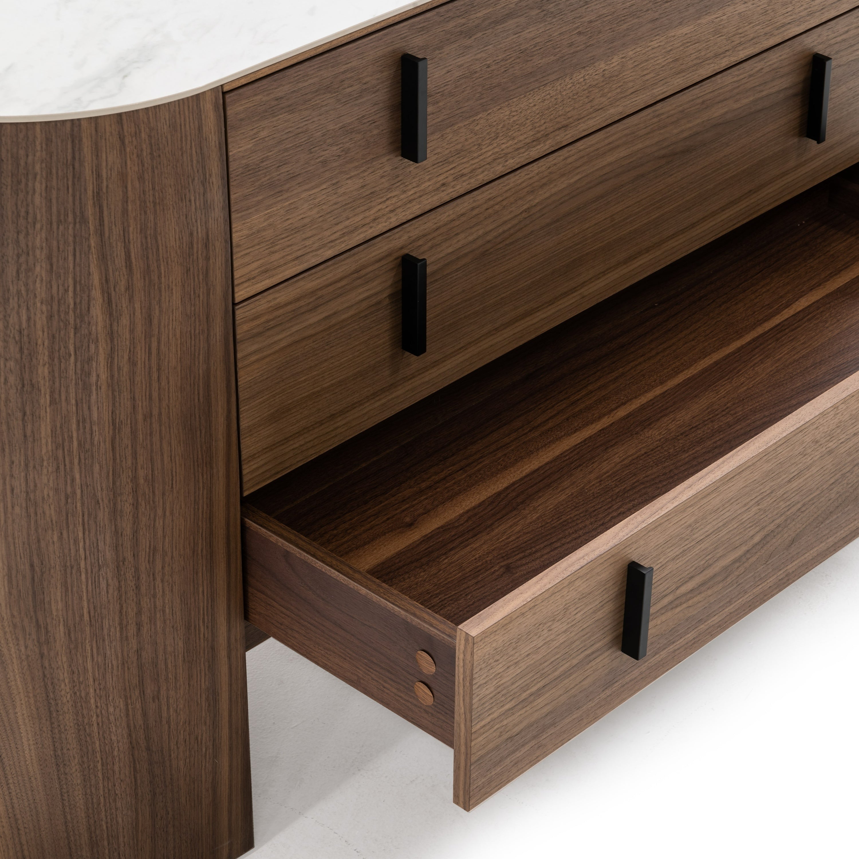Chelton - Contemporary White Ceramic & Walnut Dresser - image 5