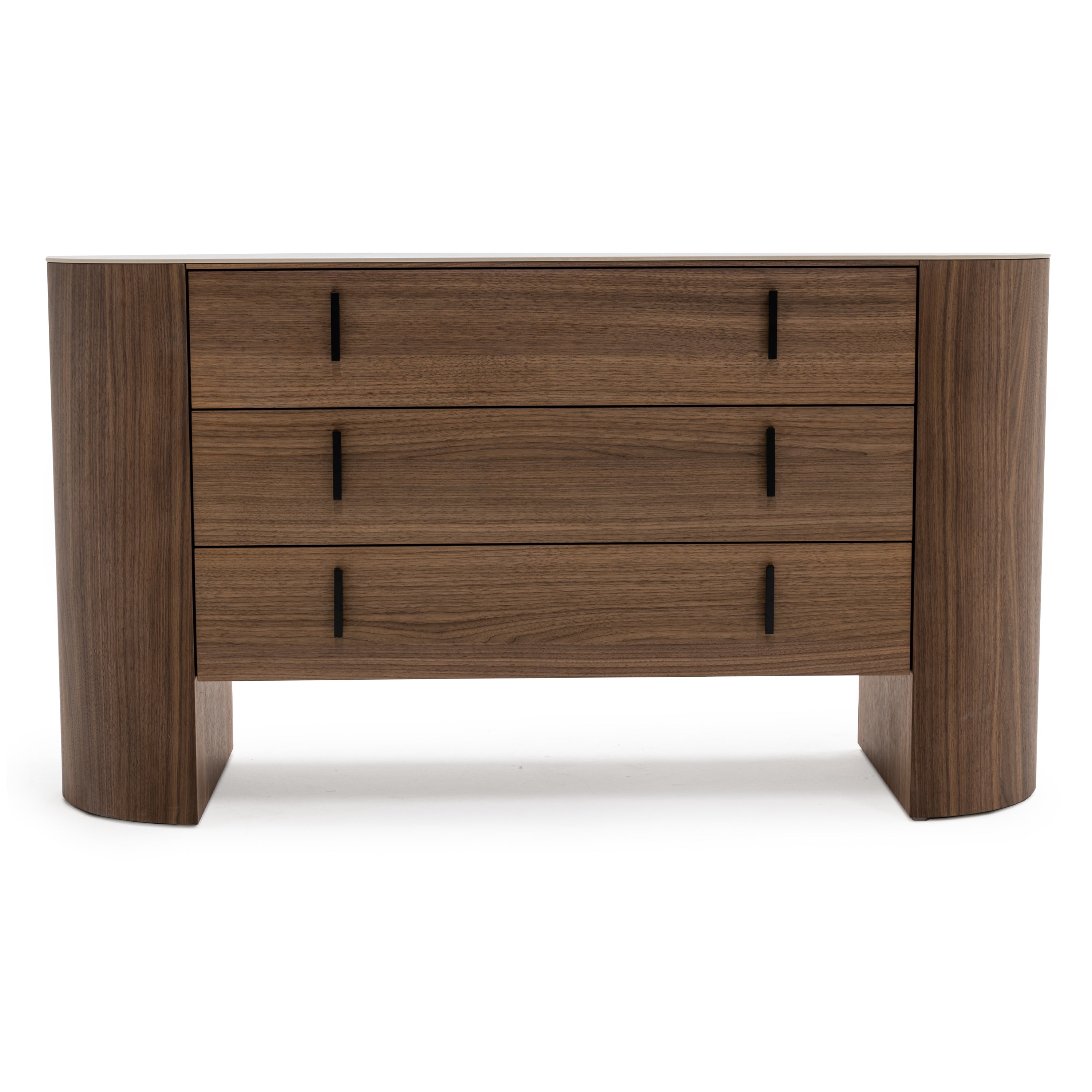 Chelton - Contemporary White Ceramic & Walnut Dresser - image 3