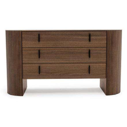 Chelton - Contemporary White Ceramic & Walnut Dresser - image 3