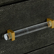 Howard - Modern Shagreen Grey Leatherette & Gold Chest