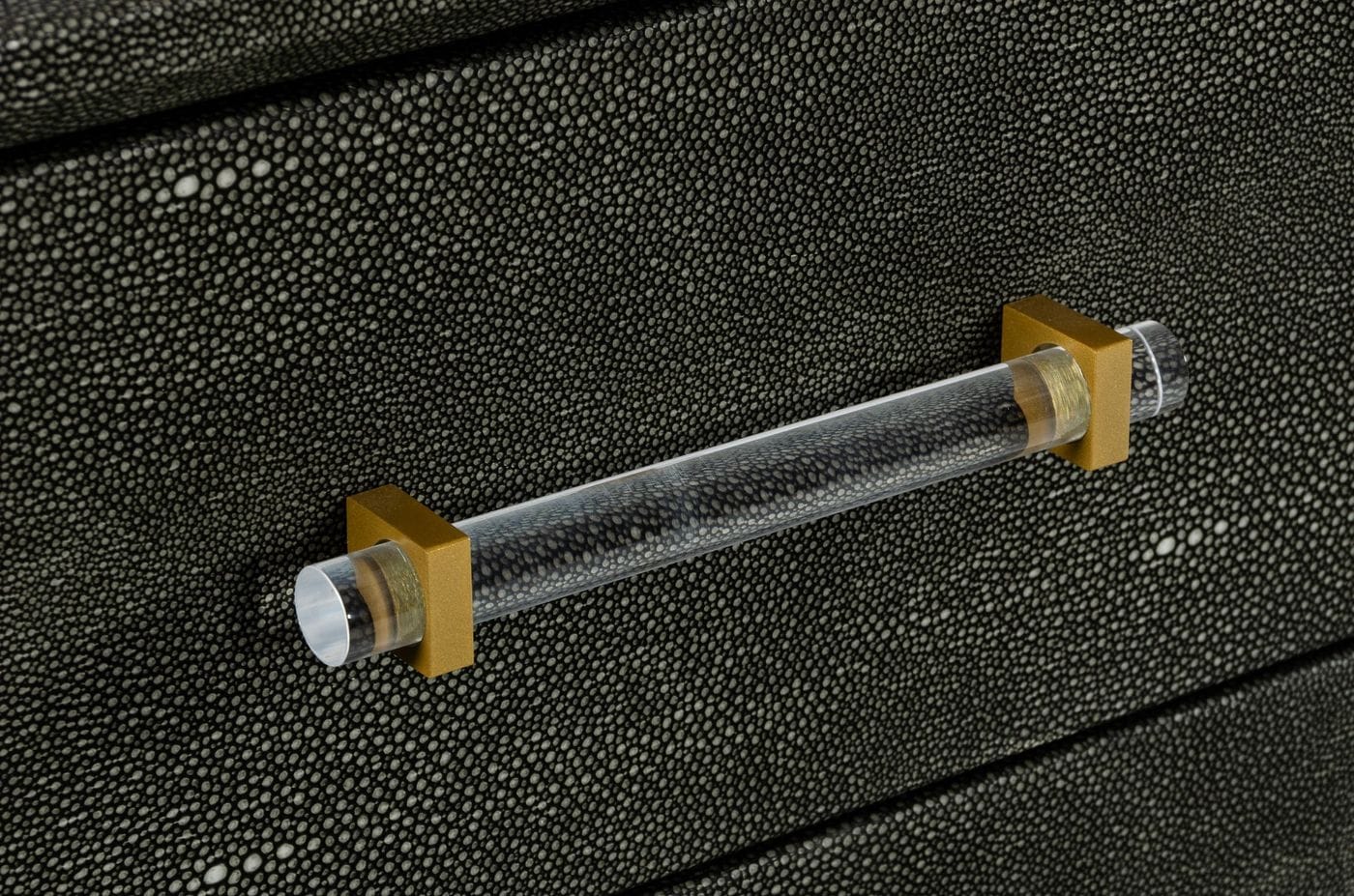 Howard - Modern Shagreen Grey Leatherette & Gold Chest
