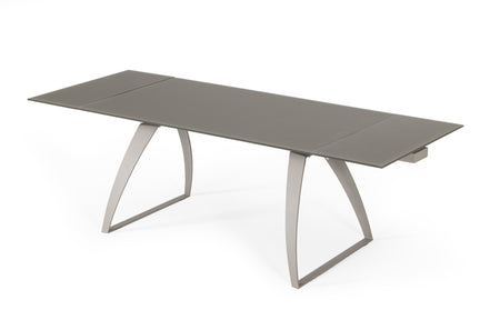 Pittson - Modern Extendable Grey Glass Dining Table - image 4