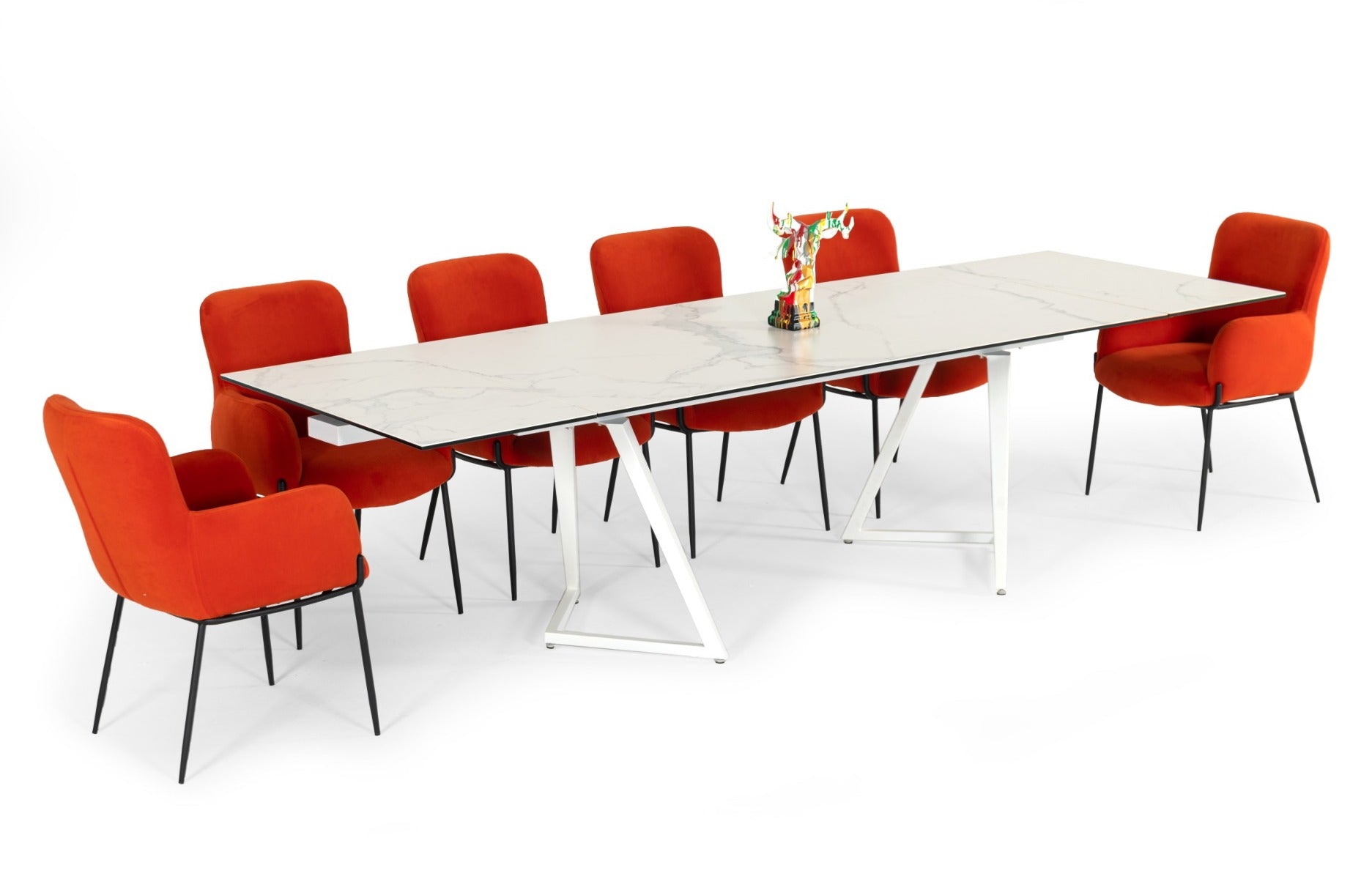 Farrell - Modern White Ceramic Extendable Dining Table - image 2