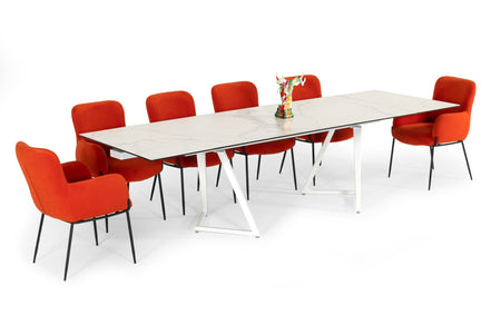 Farrell - Modern White Ceramic Extendable Dining Table - image 2