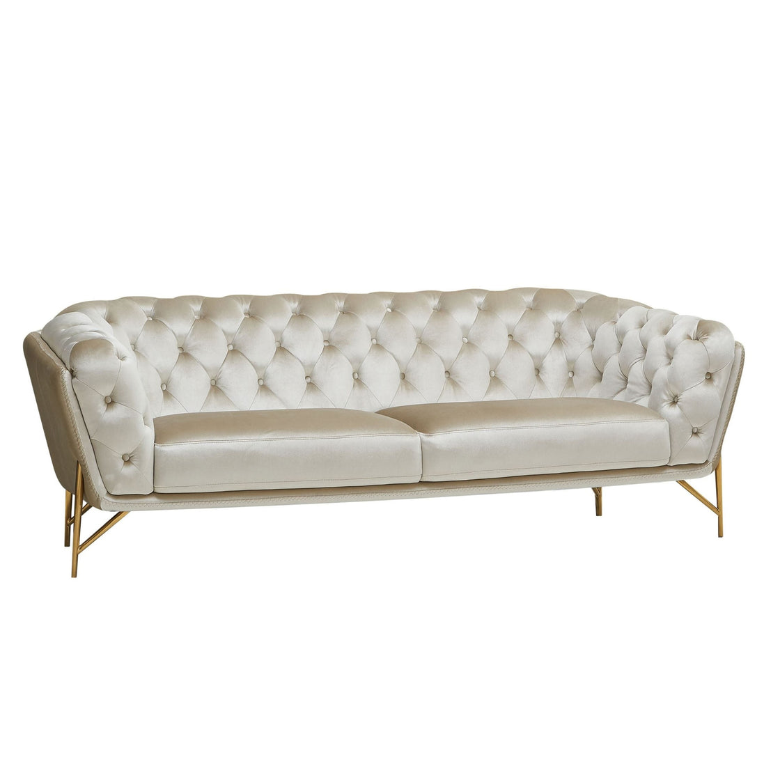 Stella - Transitional Beige Velvet Sofa