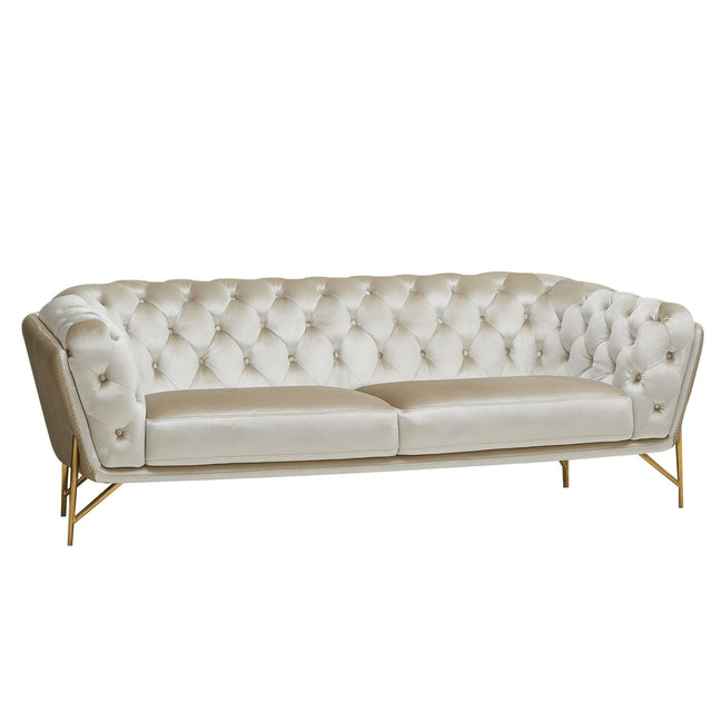 Stella - Transitional Beige Velvet Sofa