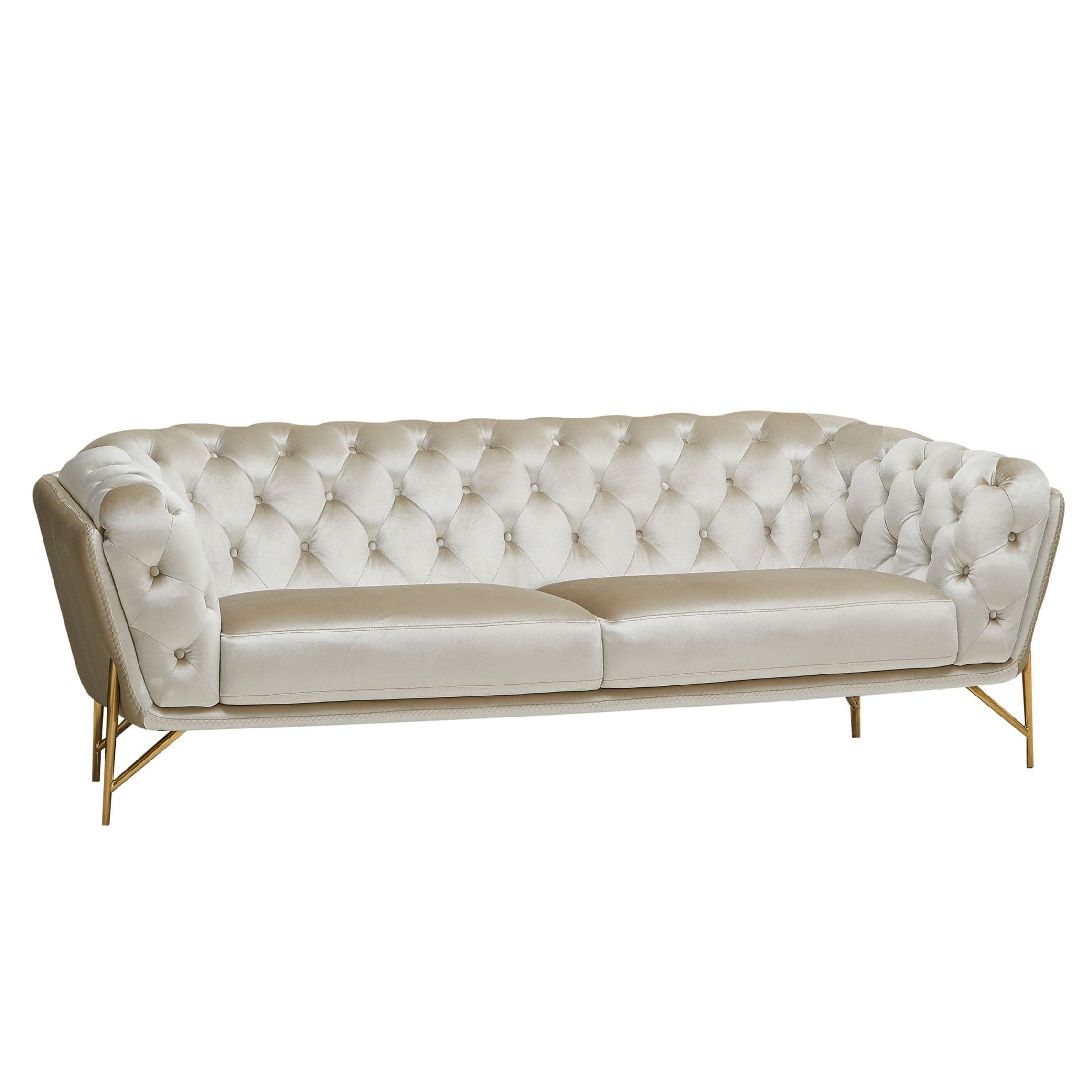 Stella - Transitional Beige Velvet Sofa Set - image 2