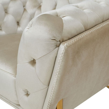 Stella - Transitional Beige Velvet Sofa - image 2