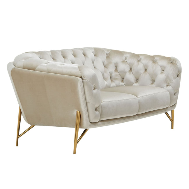 Stella - Transitional Beige Velvet Loveseat
