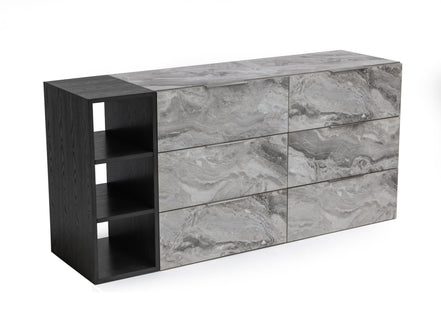 Maranello - Modern Grey Wash & Faux Marble Dresser - image 5