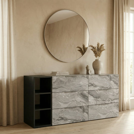 Maranello - Modern Grey Faux Marble Mirror - image 2