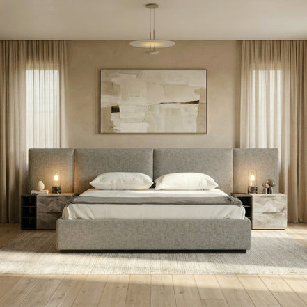 Maranello - Modern Grey Wash & Faux Marble Nightstand - image 5