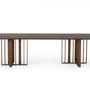 Livia - Modern Wenge & Gold Stainless Steel Dining Table