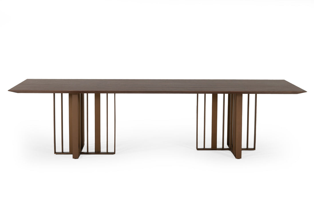 Livia - Modern Wenge & Gold Stainless Steel Dining Table