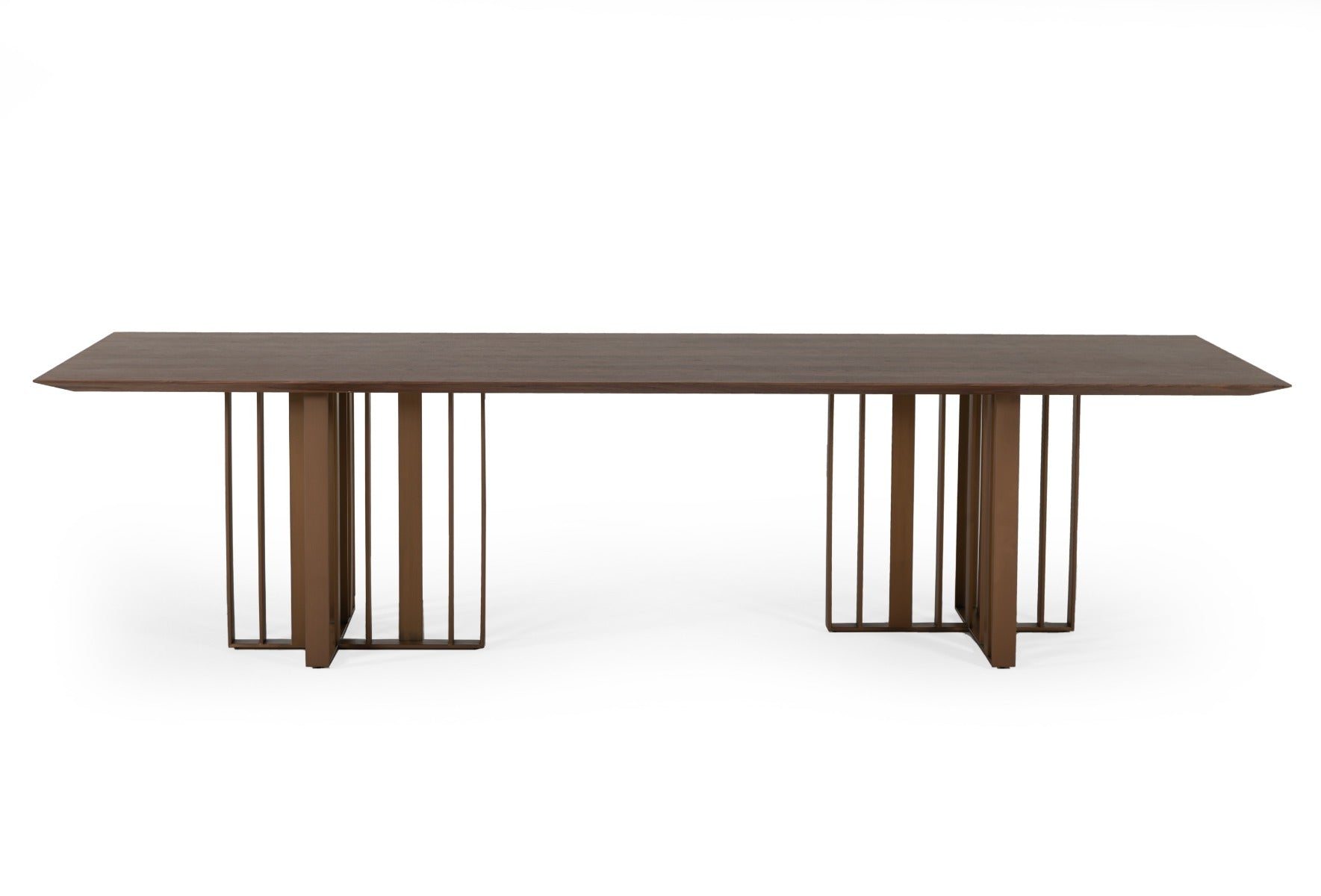 Livia - Modern Wenge & Gold Stainless Steel Dining Table