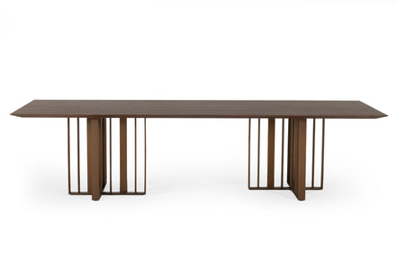 Livia - Modern Wenge & Gold Stainless Steel Dining Table