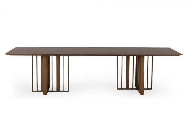 Livia - Modern Wenge & Gold Stainless Steel Dining Table