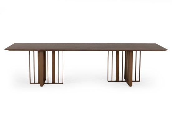 Livia - Modern Wenge & Gold Stainless Steel Dining Table