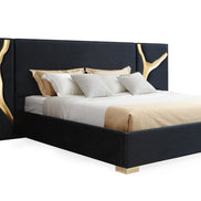 Aspen - Eastern King Glam Black Velvet & Gold Bed - image 4