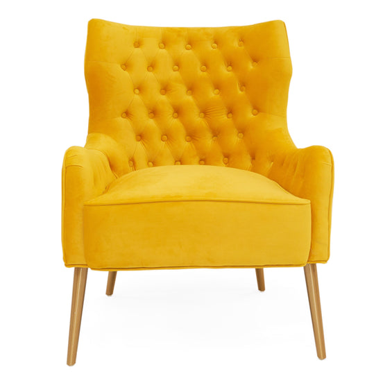 Everly - Contemporary Velvet Yellow Accent Chair