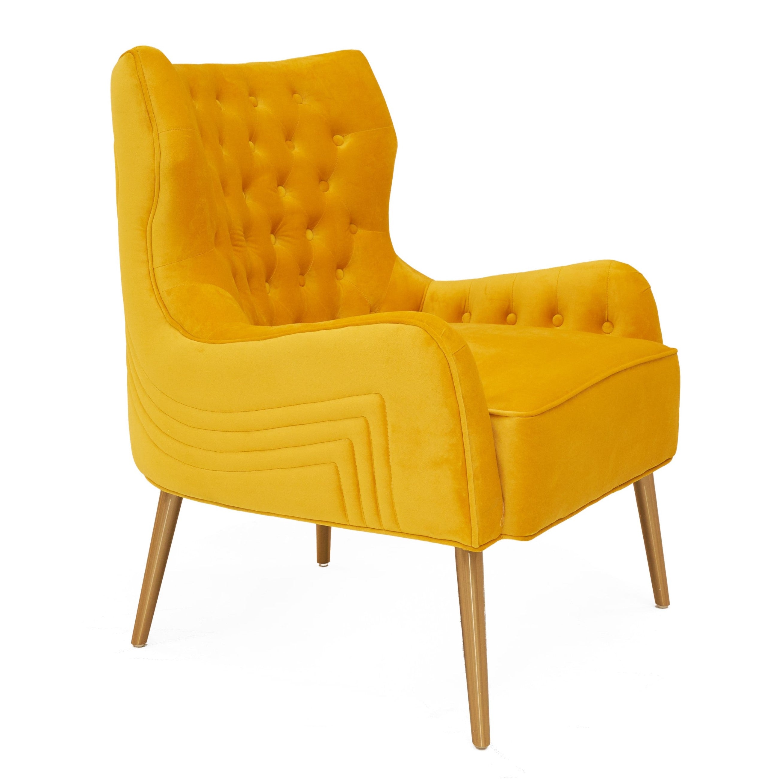 Everly - Contemporary Velvet Yellow Accent Chair - image 2