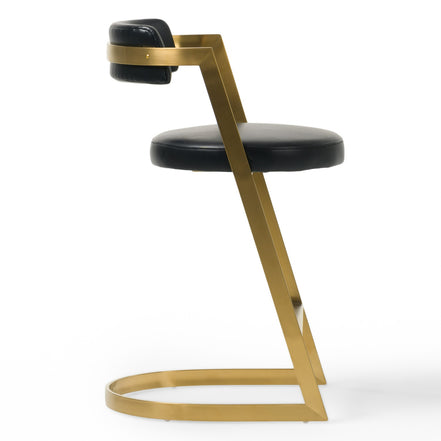 Shandra - Black Leatherette + Gold Counter Stool - image 3