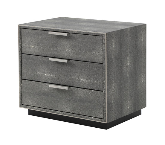 Dynasty - Modern Shagreen Three Drawer Nightstand - image 2