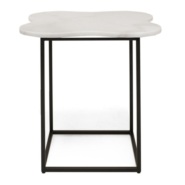 Aleidy - White Marble + Black Metal End Table