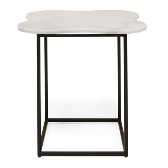 Aleidy - White Marble + Black Metal End Table