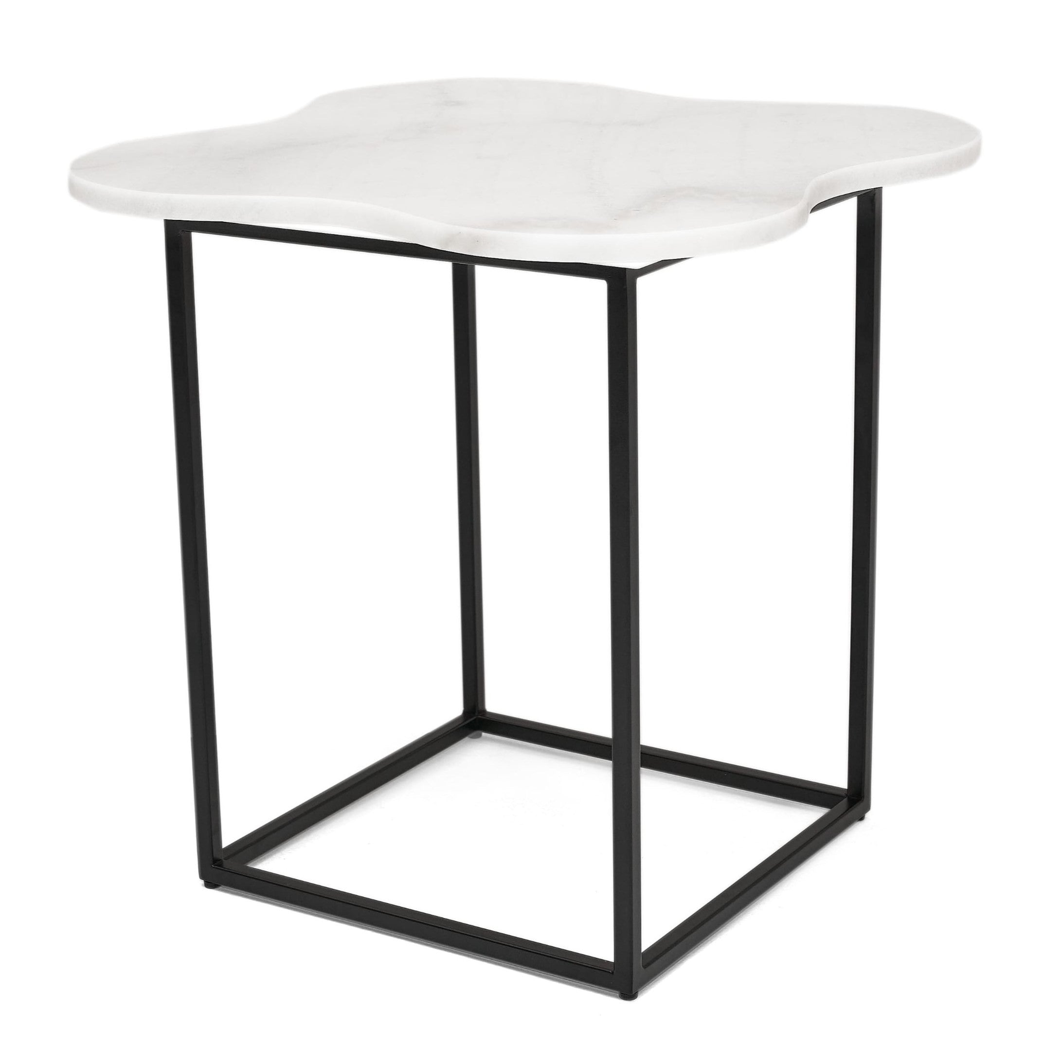 Aleidy - White Marble + Black Metal End Table - image 2