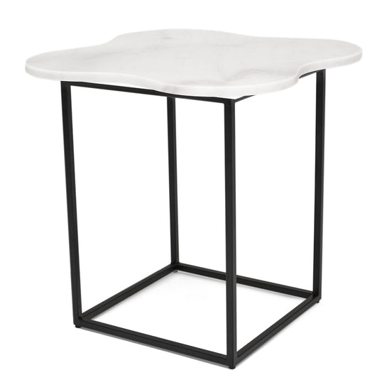 Aleidy - White Marble + Black Metal End Table - image 2