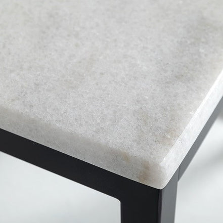 Baca - White Marble + Black Metal End Table - image 2