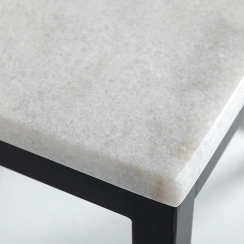 Baca - White Marble + Black Metal End Table - image 2