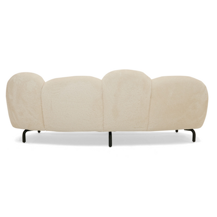 Glaster - Contemporary White Sherpa 88" Bubble Sofa - image 3