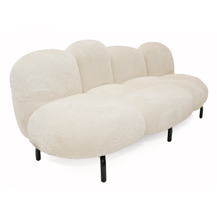 Glaster - Contemporary White Sherpa 88" Bubble Sofa - image 2