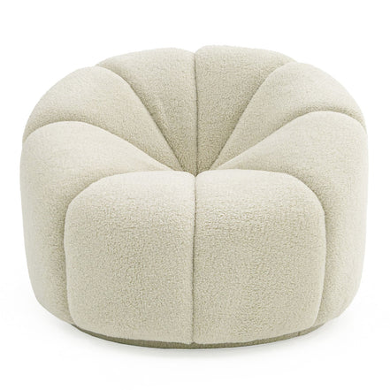 Gadson - Contemporary White Sherpa Swivel Chair Accent Chair