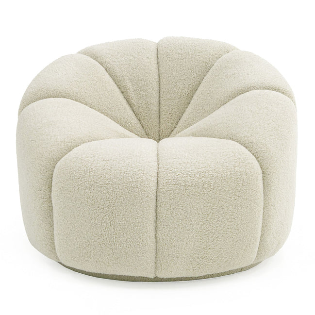 Gadson - Contemporary White Sherpa Swivel Chair Accent Chair