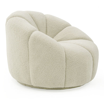 Gadson - Contemporary White Sherpa Swivel Chair Accent Chair - image 2