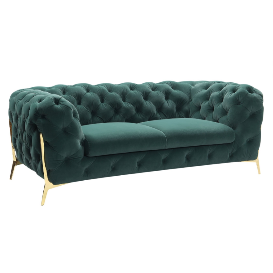 Quincey - Transitional Emerald Green Velvet Loveseat - image 3