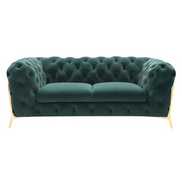 Quincey - Transitional Emerald Green Velvet Loveseat - image 2