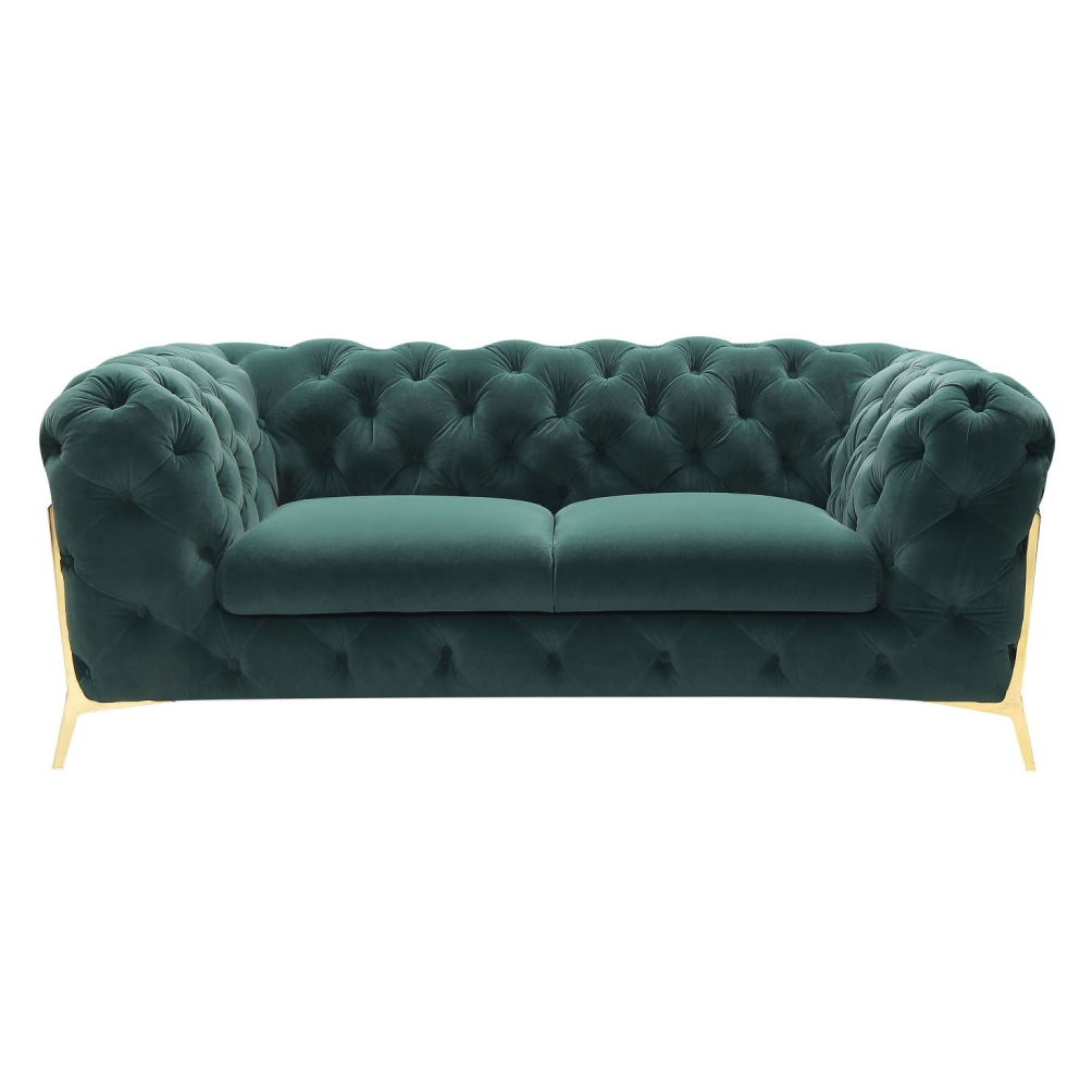 Quincey - Transitional Emerald Green Velvet Loveseat - image 2