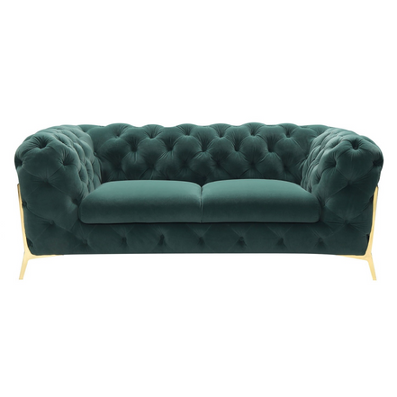 Quincey - Transitional Emerald Green Velvet Loveseat - image 2