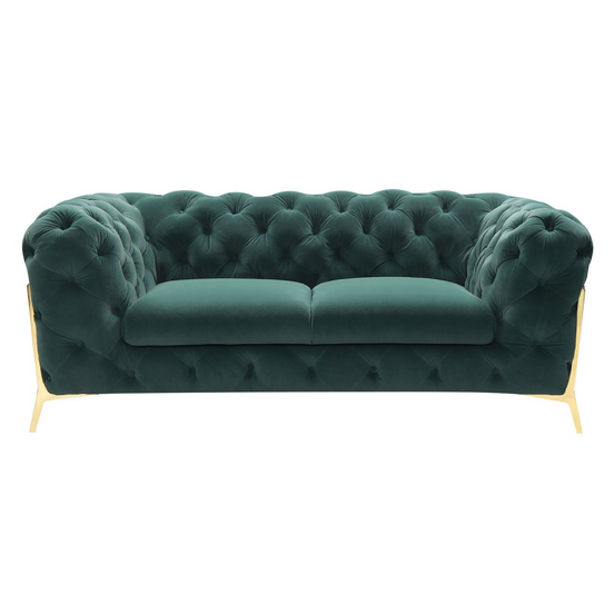 Quincey - Transitional Emerald Green Velvet Loveseat - image 2