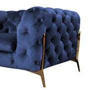Quincey - Transitional Blue Velvet Loveseat - image 2