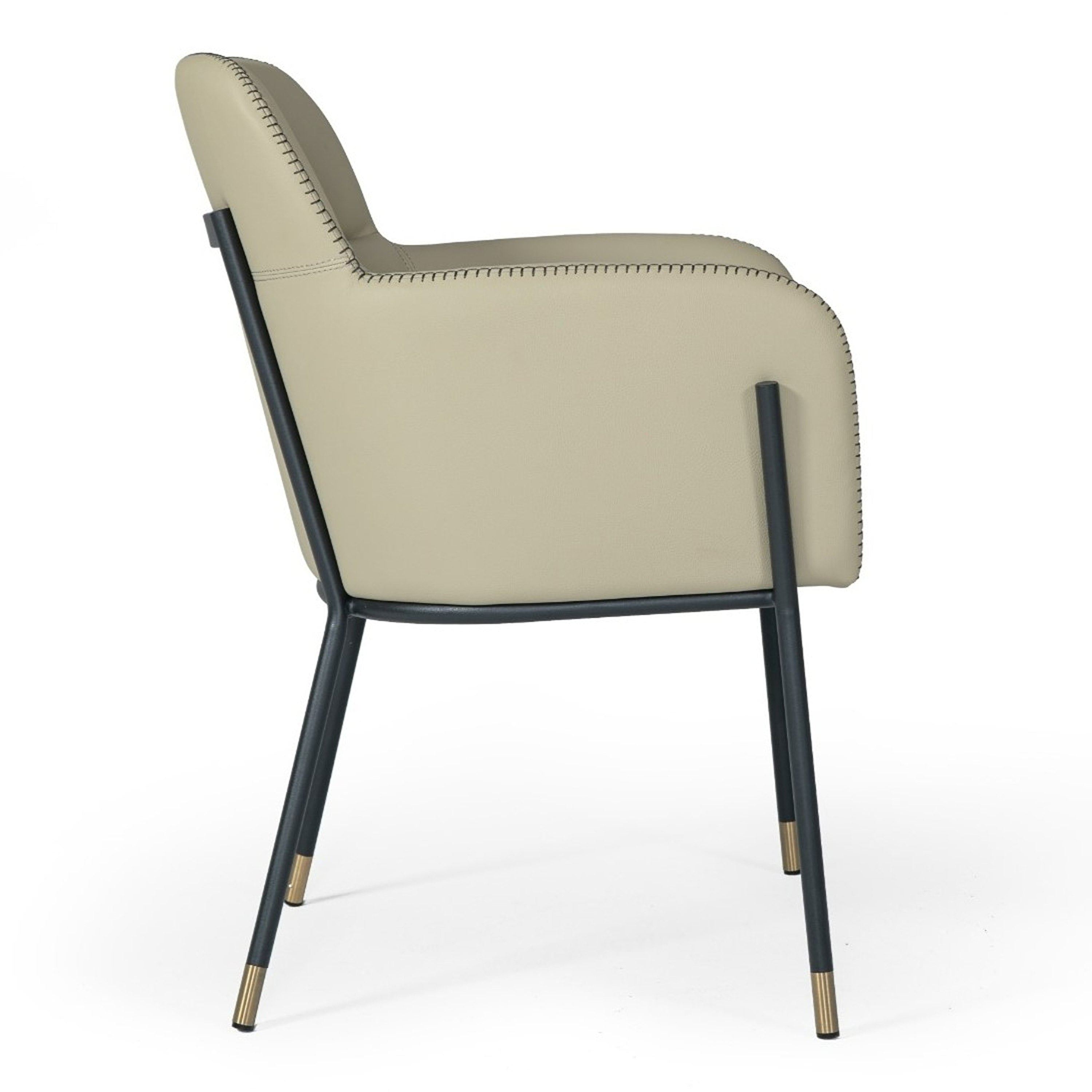 Brady - Modern Black Metal + Greige Vegan Leather Dining Chair - image 4