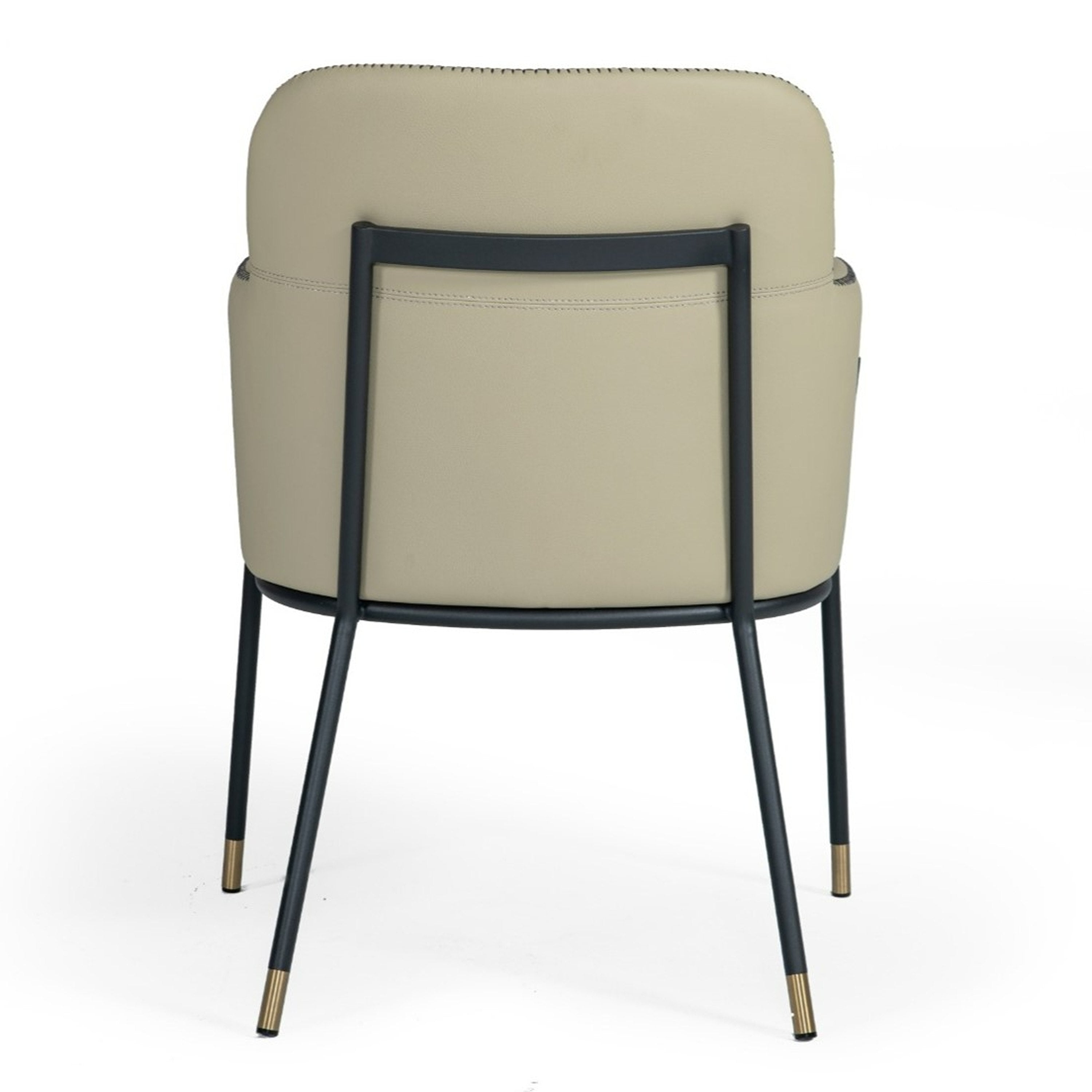 Brady - Modern Black Metal + Greige Vegan Leather Dining Chair - image 2